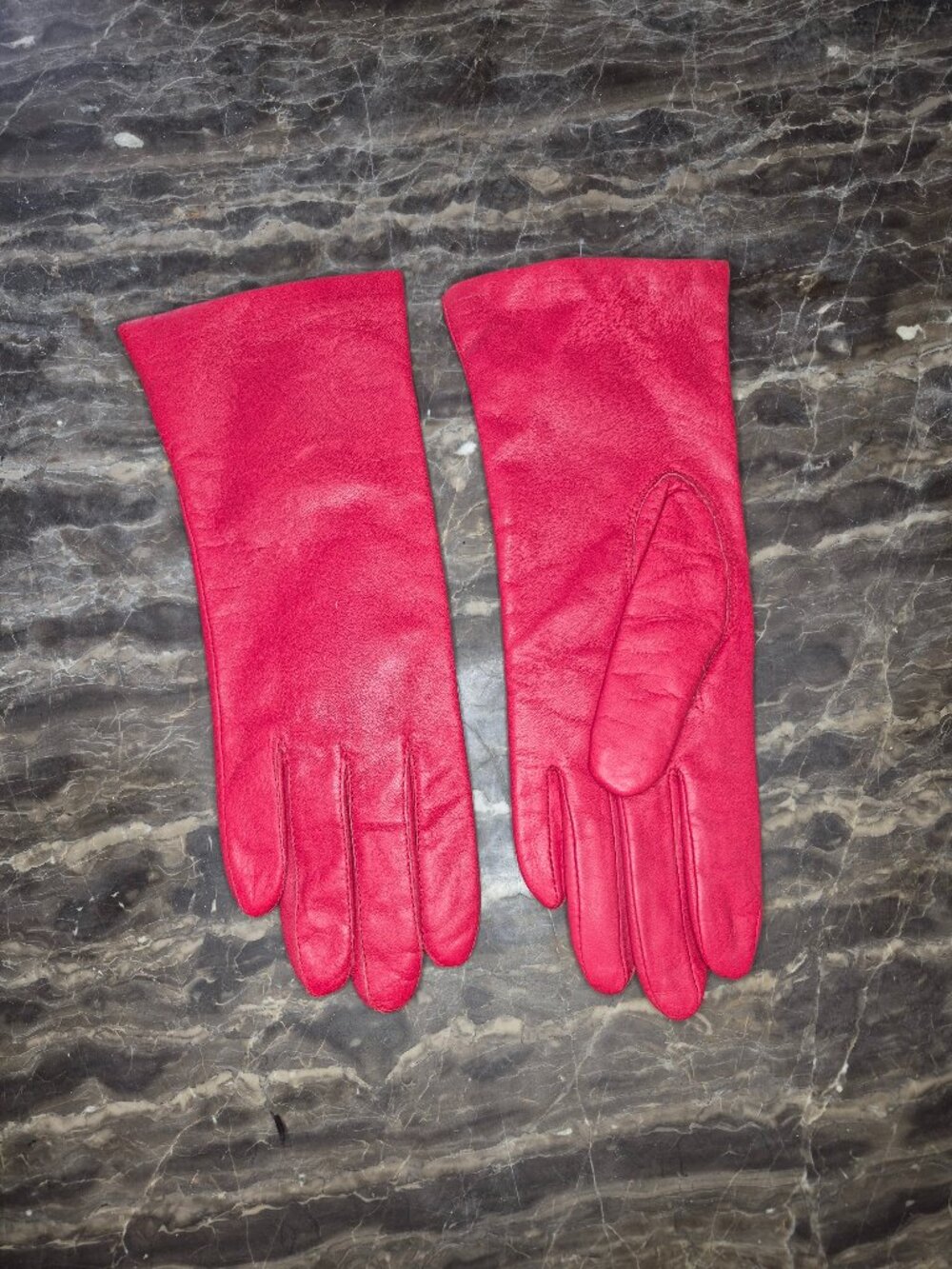 Vintage Fownes Women's Red Leather Gloves Size: 6 1/2